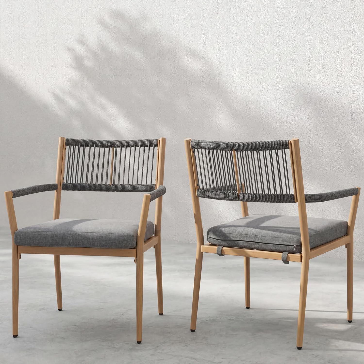 Outdoor Furniture Dining Set - Outdoor Dining Chair Rope Back Armrest