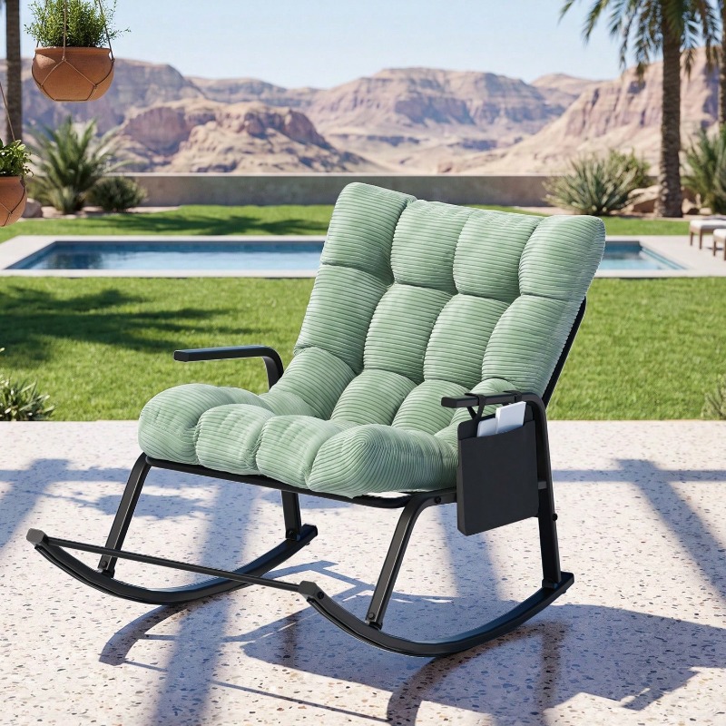 Outdoor Furniture Without Cushions - Padded Rocking Chair With Side Storage