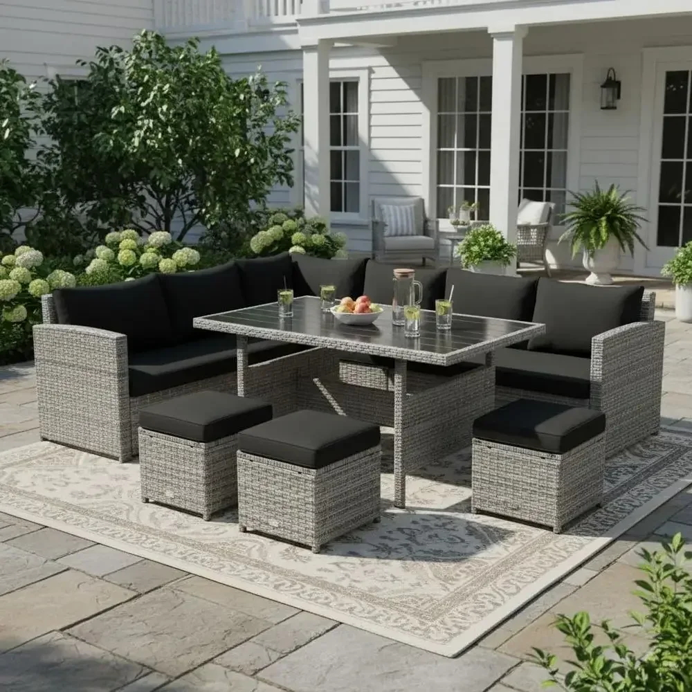 Outdoor Furniture Dining Set - 7-Piece Outdoor Sectional Patio Furniture Set