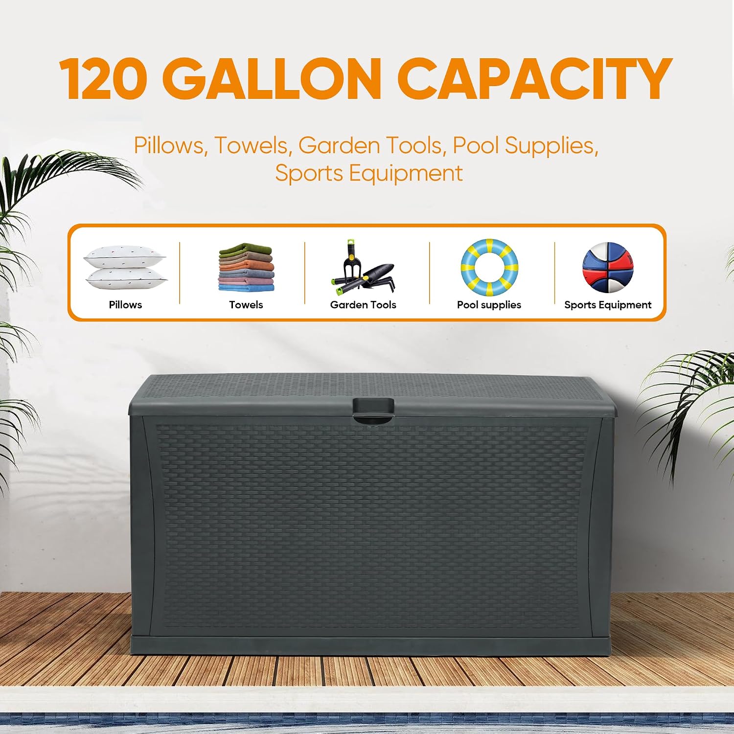 100 Gallon Resin Deck Box Wate - Outdoor Furniture Ofo ulasan dan harga