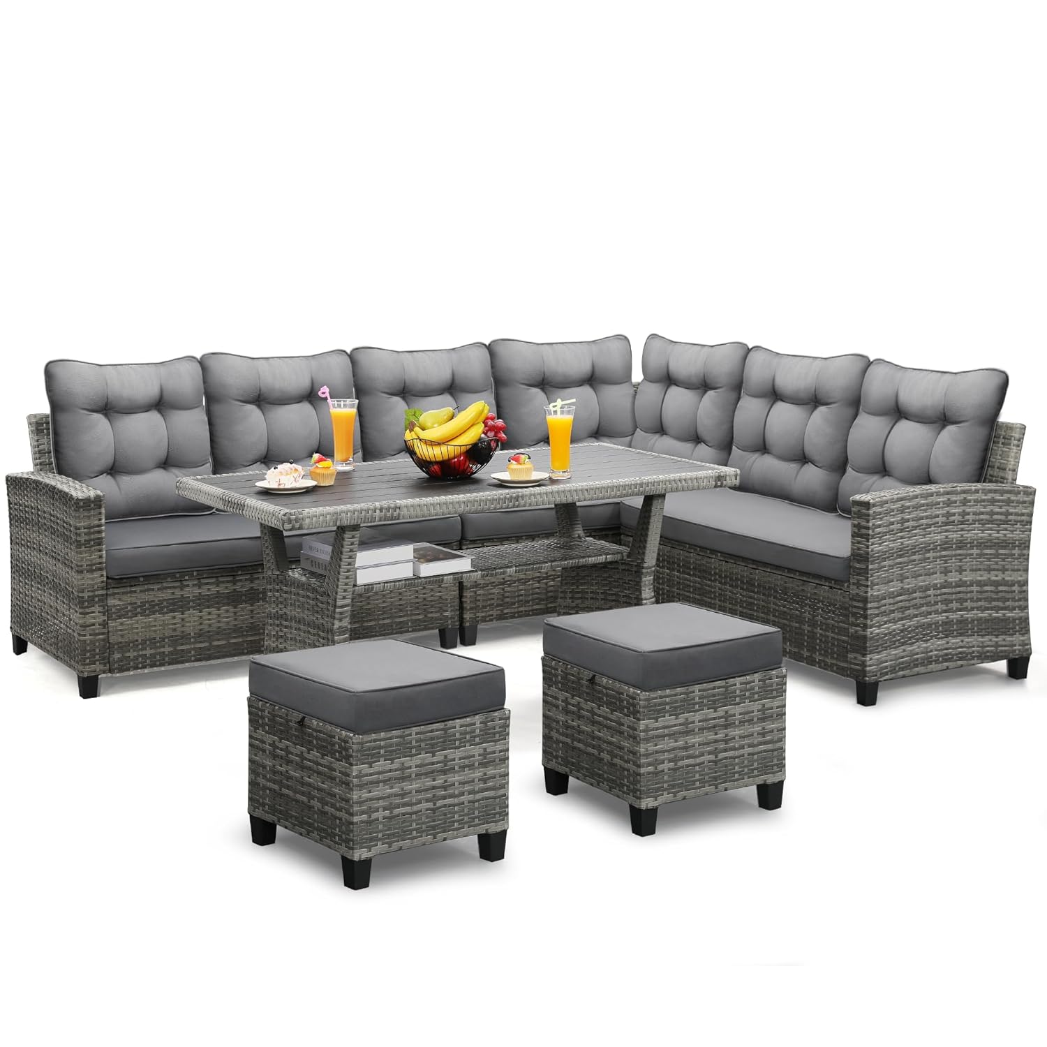 6 Piece Patio Furniture Set, D - Outdoor Furniture Dining Set ulasan dan harga