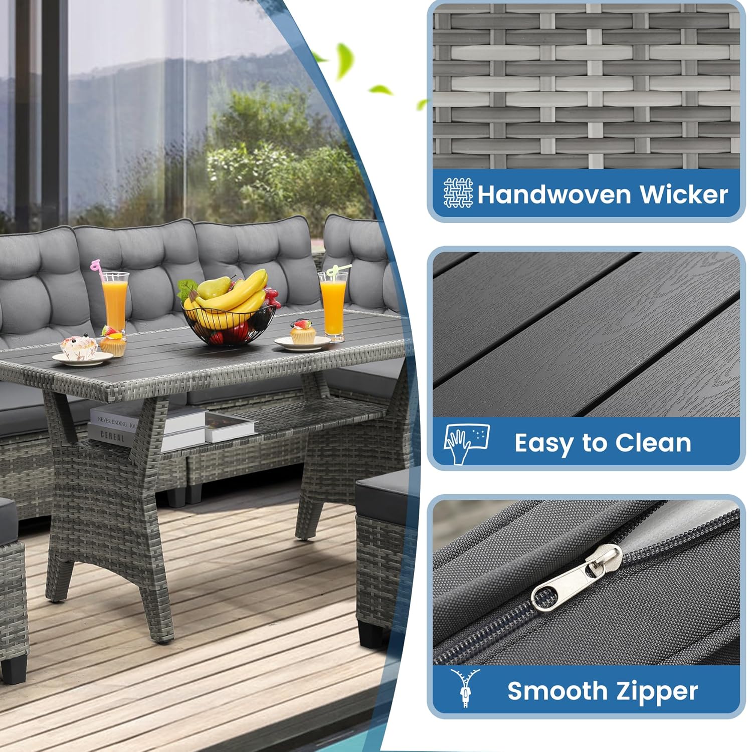 6 Piece Patio Furniture Set, D - Outdoor Furniture Dining Set ulasan dan harga