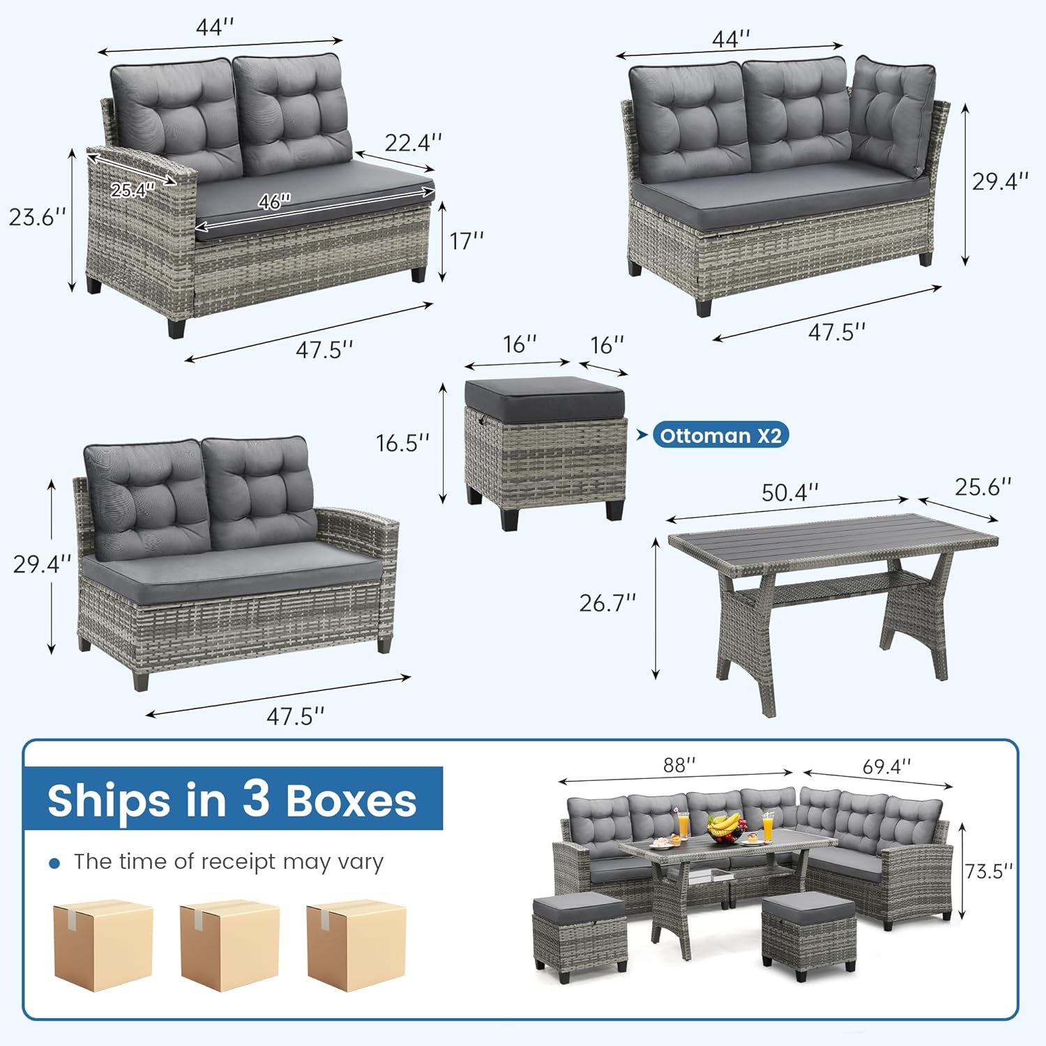 6 Piece Patio Furniture Set, D - Outdoor Furniture Dining Set ulasan dan harga