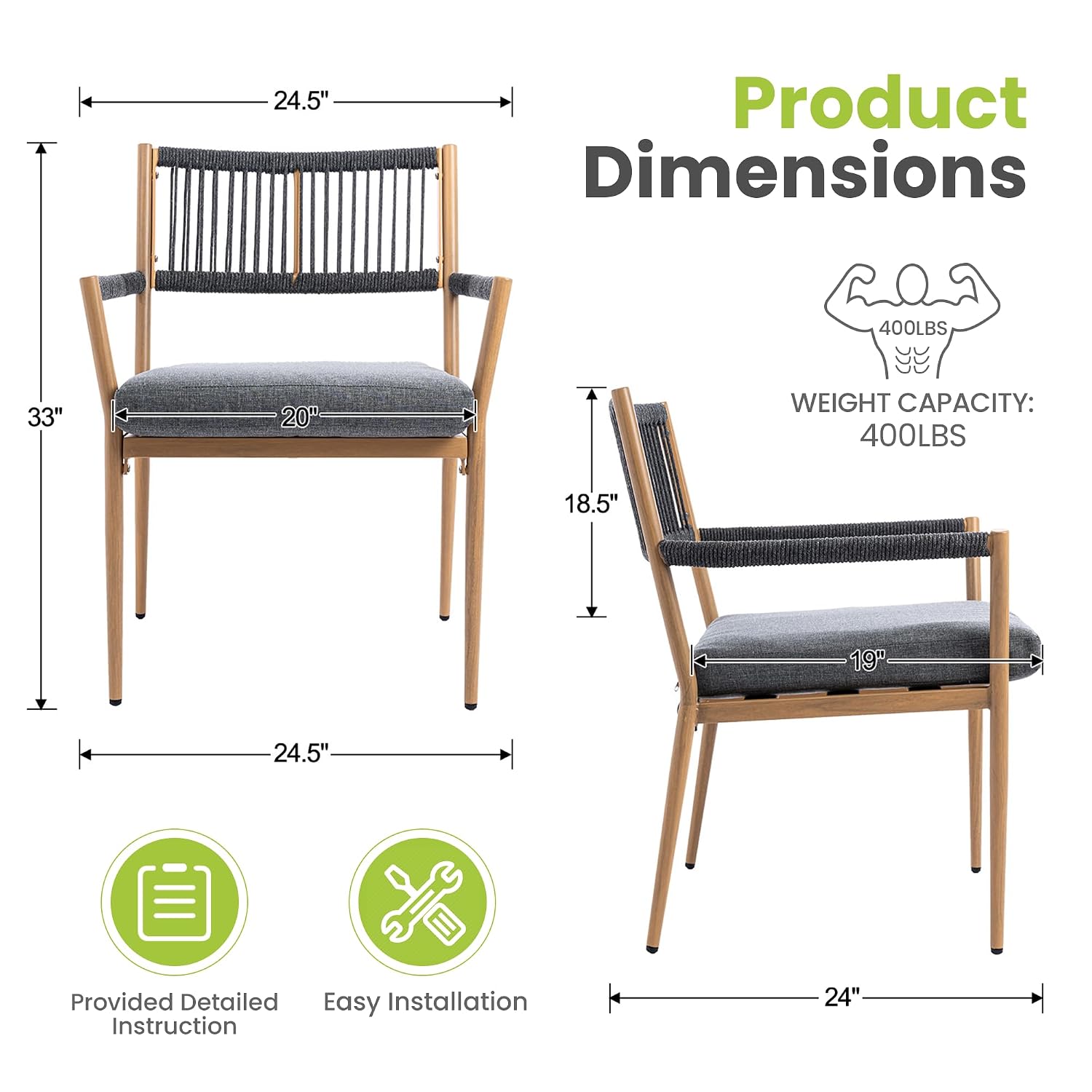 Outdoor Dining Chair Rope Back - Outdoor Furniture Dining Set ulasan dan harga