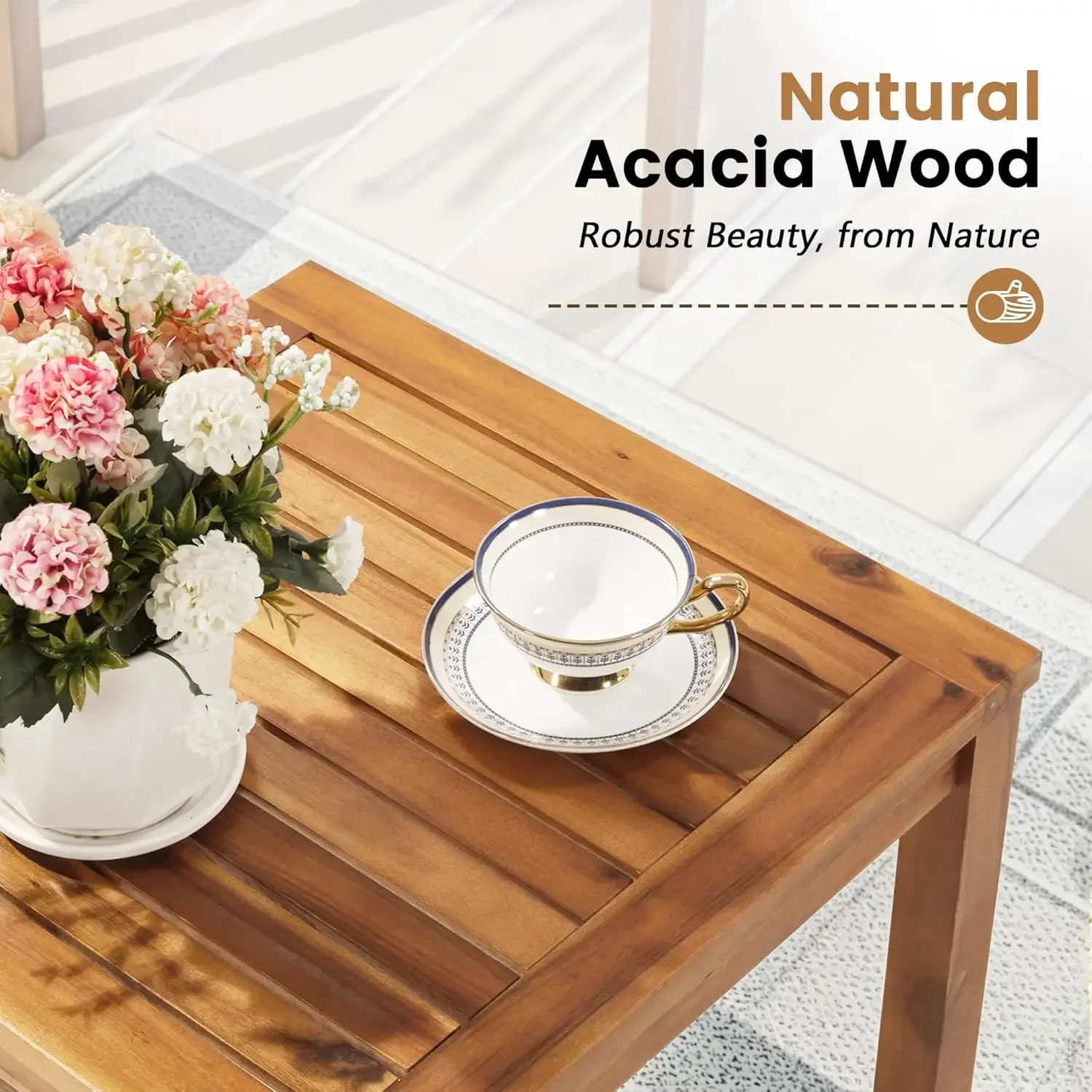 Patio Chairs 3 Piece Acacia Wo - Outdoor Furniture Balcony ulasan dan harga