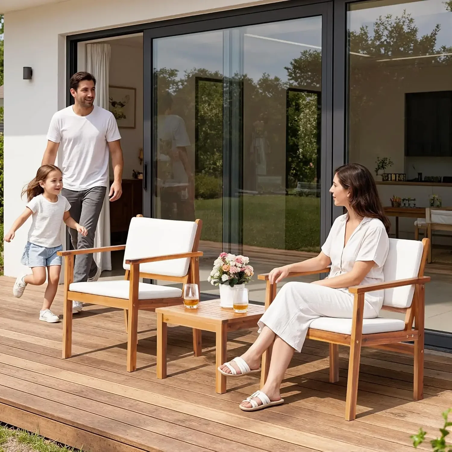 Patio Chairs 3 Piece Acacia Wo - Outdoor Furniture Balcony ulasan dan harga