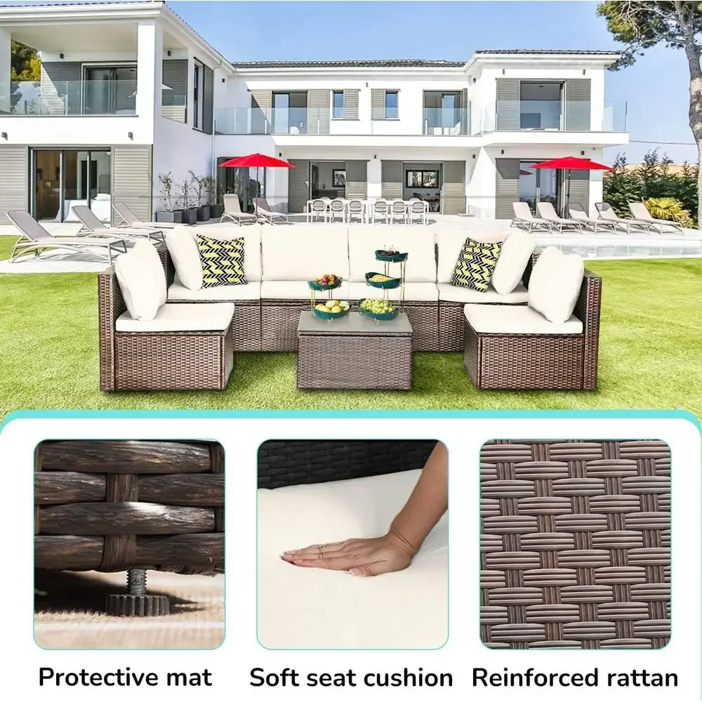 7-Piece Outdoor Wicker Section - Outdoor Furniture Ofo ulasan dan harga