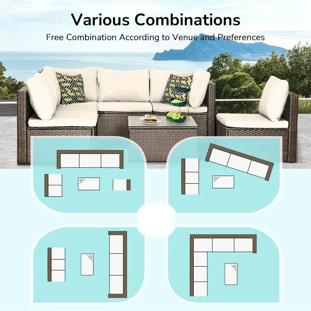 7-Piece Outdoor Wicker Section - Outdoor Furniture Ofo ulasan dan harga
