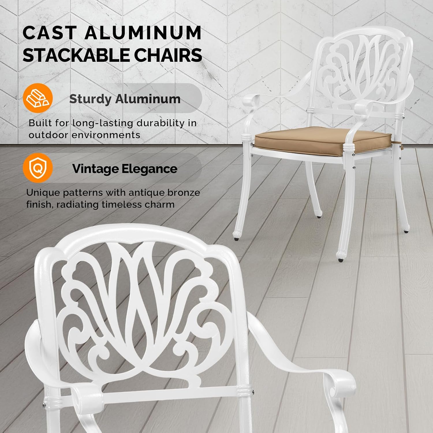 Cast Aluminum Patio Dining Cha - Outdoor Furniture Dining Set ulasan dan harga