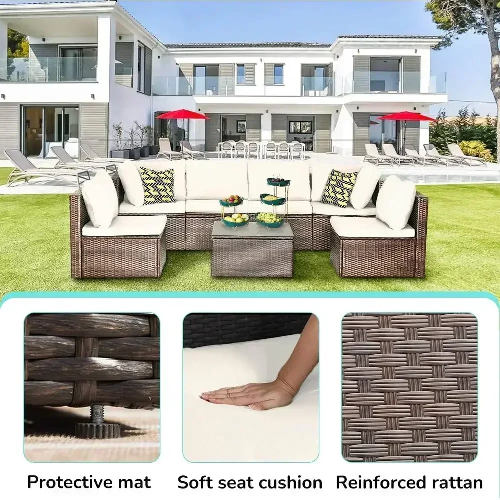 7-Piece Outdoor Wicker Section - Outdoor Furniture Ofo ulasan dan harga