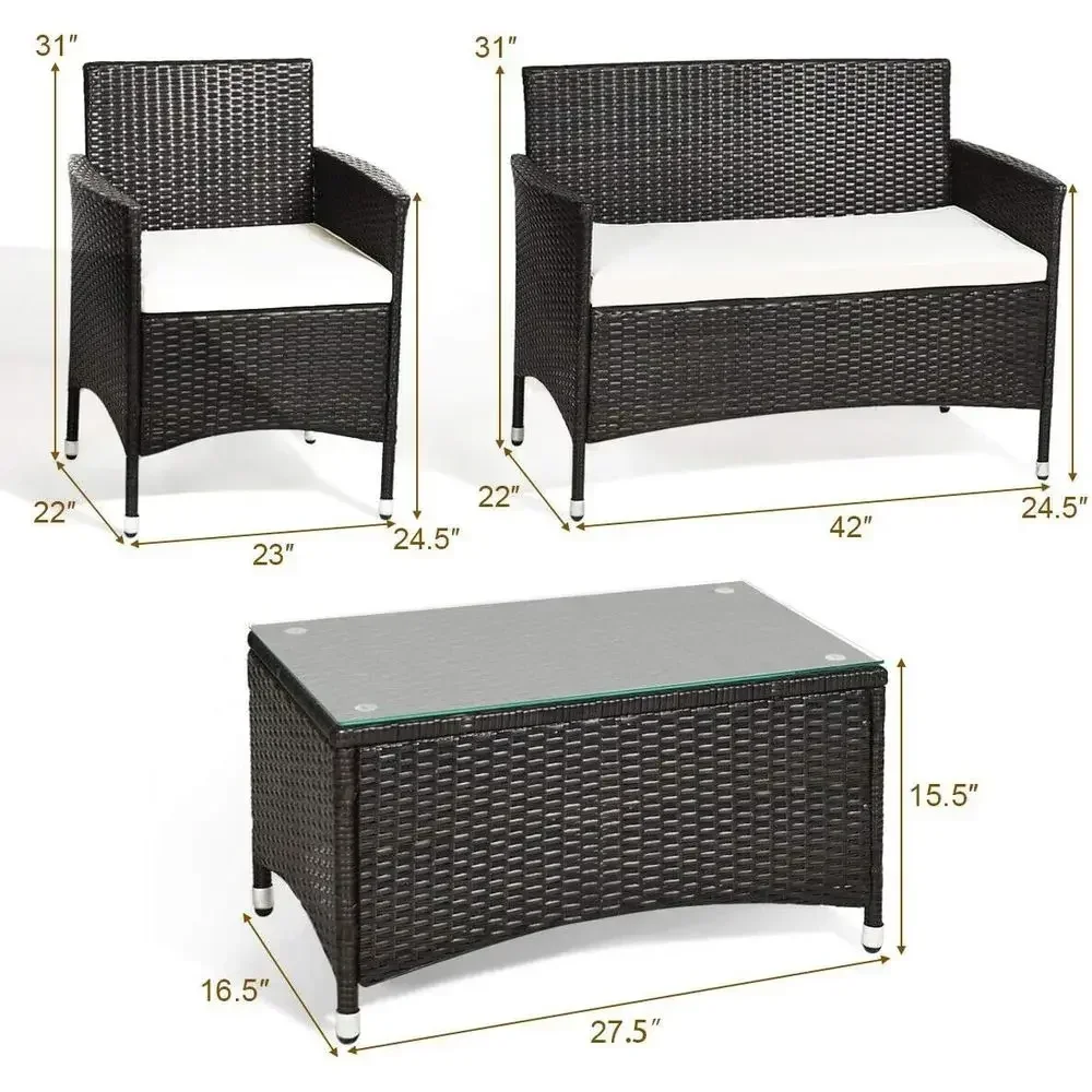 8-Piece Rattan Patio Furniture - Outdoor Furniture Balcony ulasan dan harga