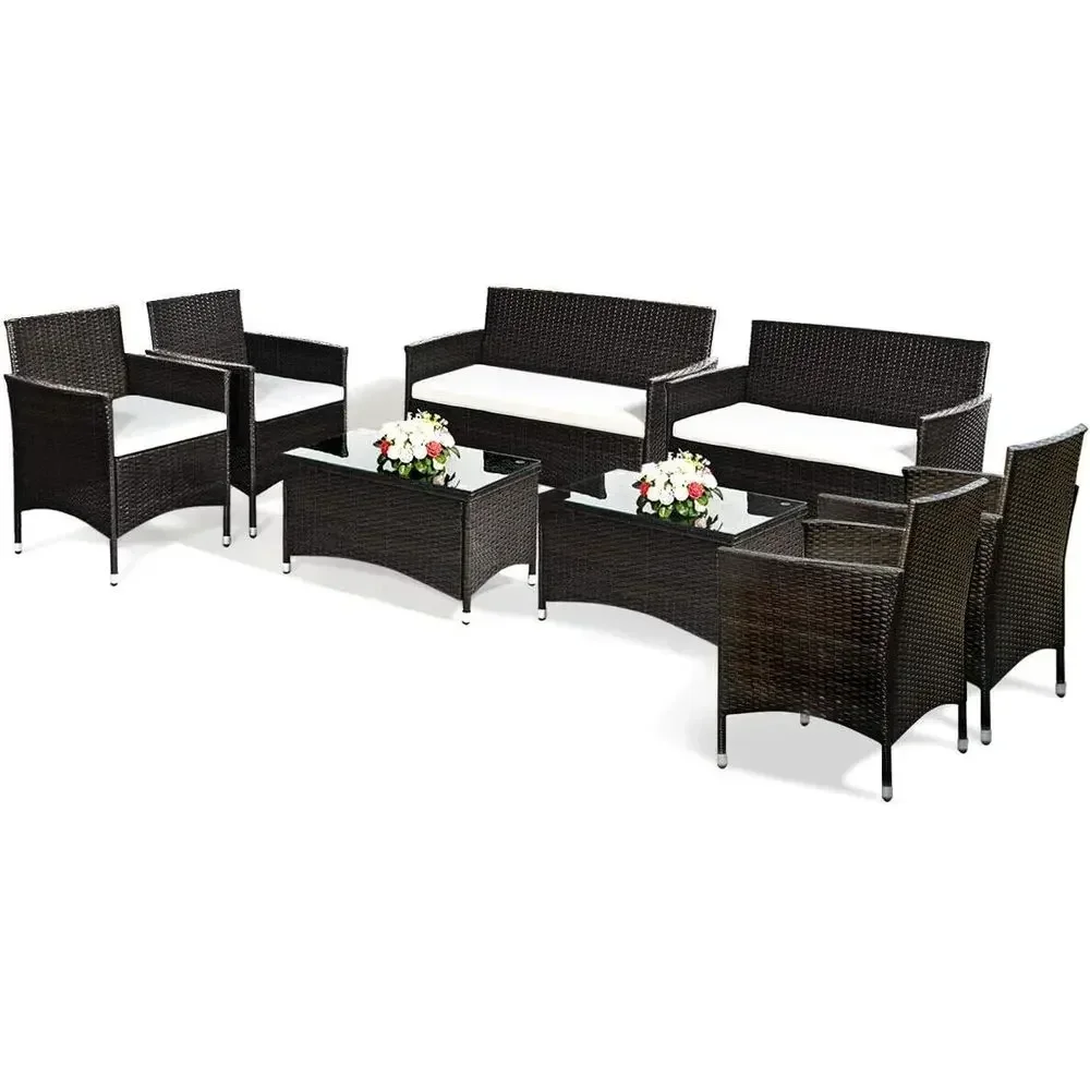 8-Piece Rattan Patio Furniture - Outdoor Furniture Balcony ulasan dan harga