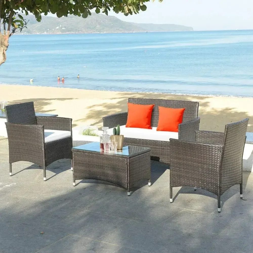 8-Piece Rattan Patio Furniture - Outdoor Furniture Balcony ulasan dan harga
