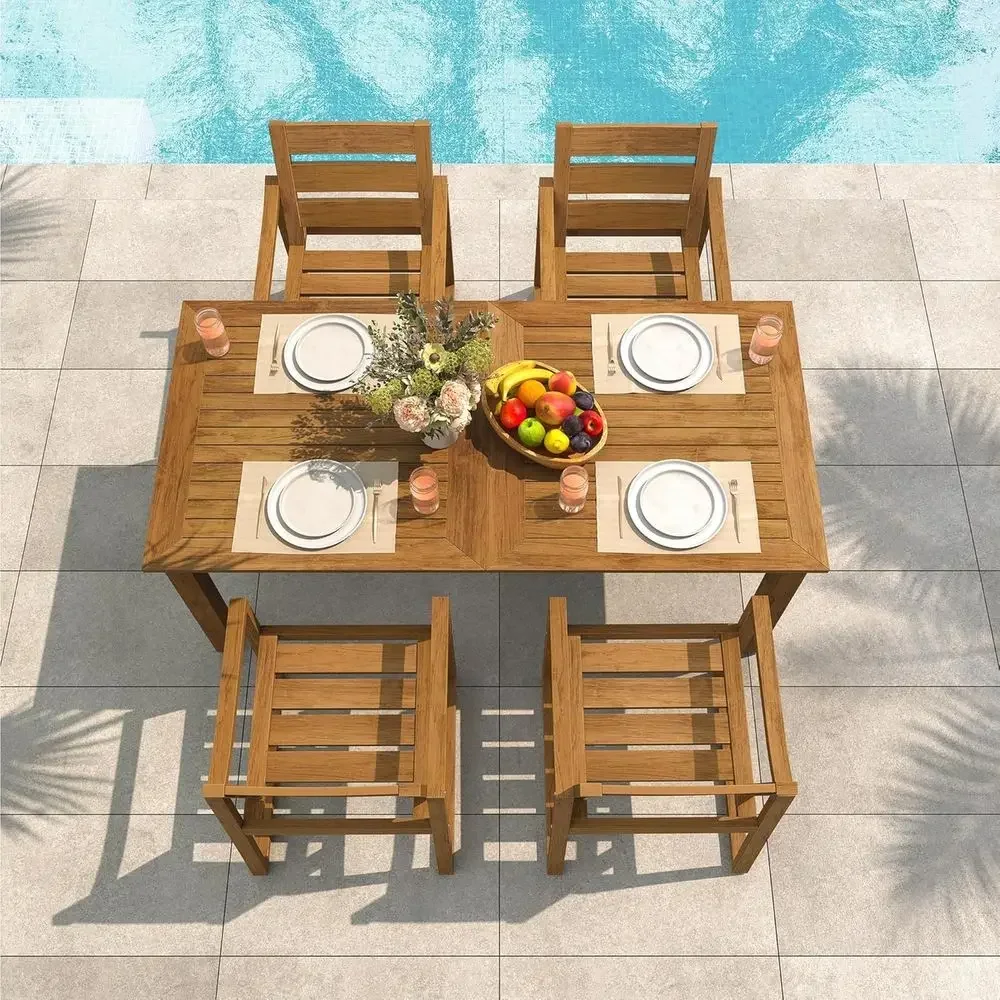 5-Piece Outdoor Dining Set, Pa - Outdoor Furniture Oil Teak ulasan dan harga