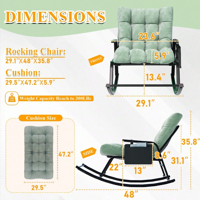 Padded Rocking Chair With Side - Outdoor Furniture Without Cushions ulasan dan harga
