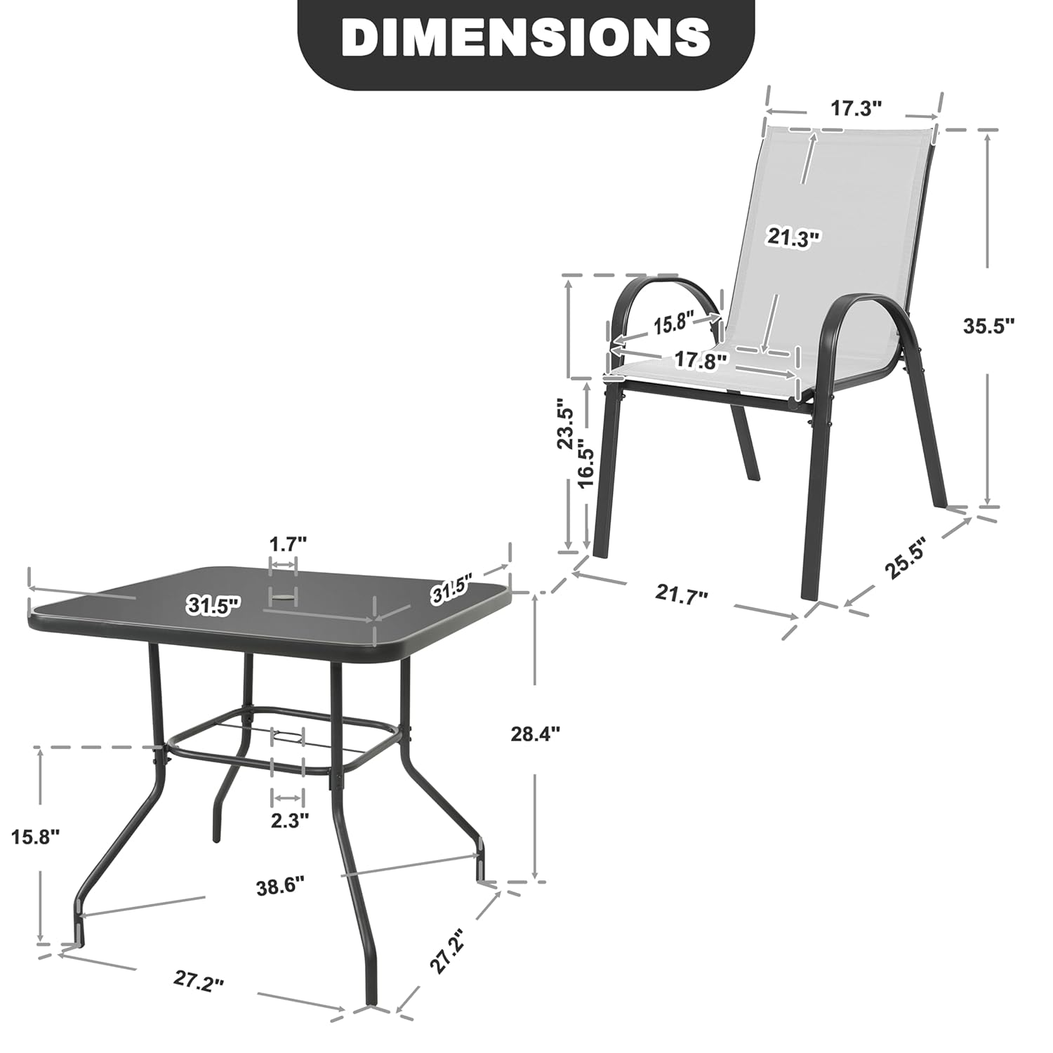 o*-5 Piece Patio Dining Set, M - Outdoor Furniture Ofo ulasan dan harga