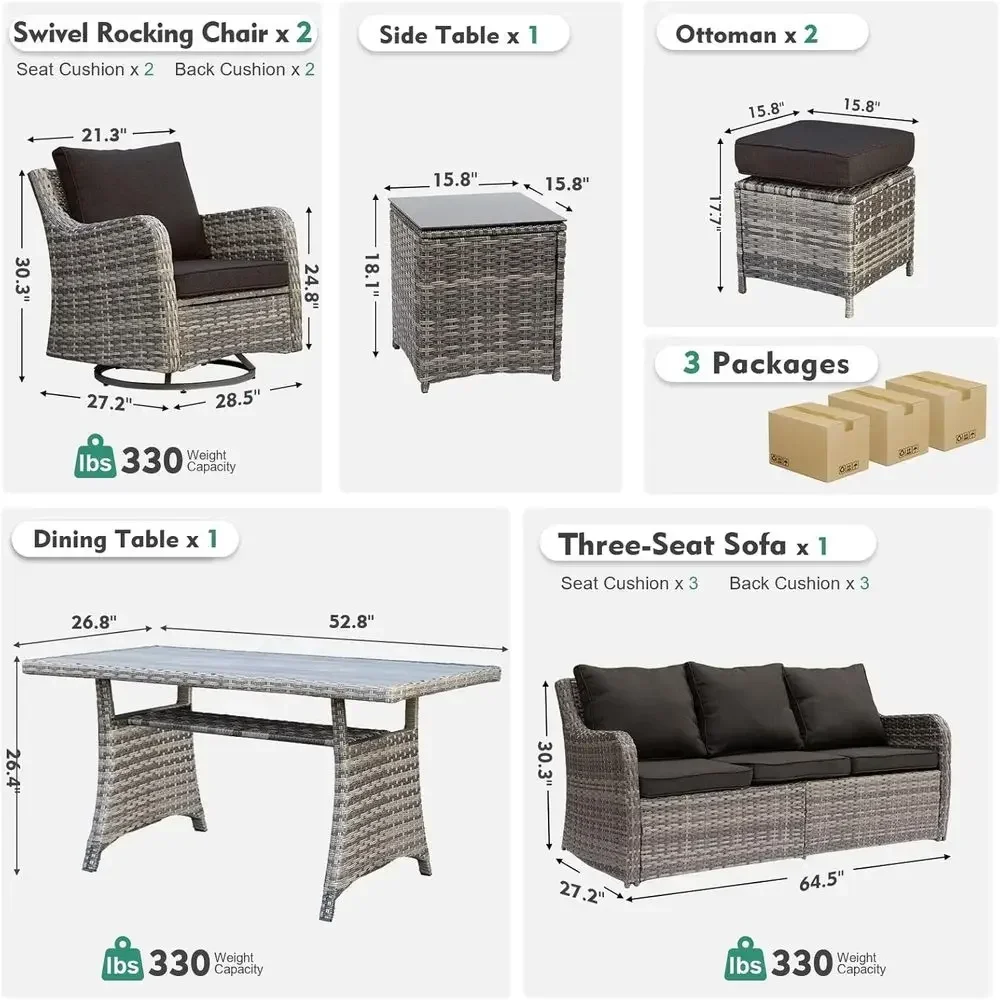 7-Piece Outdoor Patio Furnitur - Outdoor Furniture Dining Set ulasan dan harga