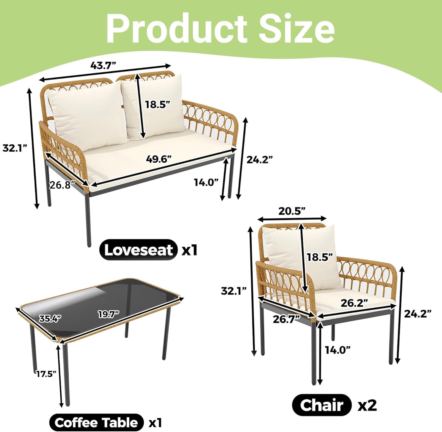o*-4 Pieces Patio Furniture Se - Outdoor Furniture Ofo ulasan dan harga