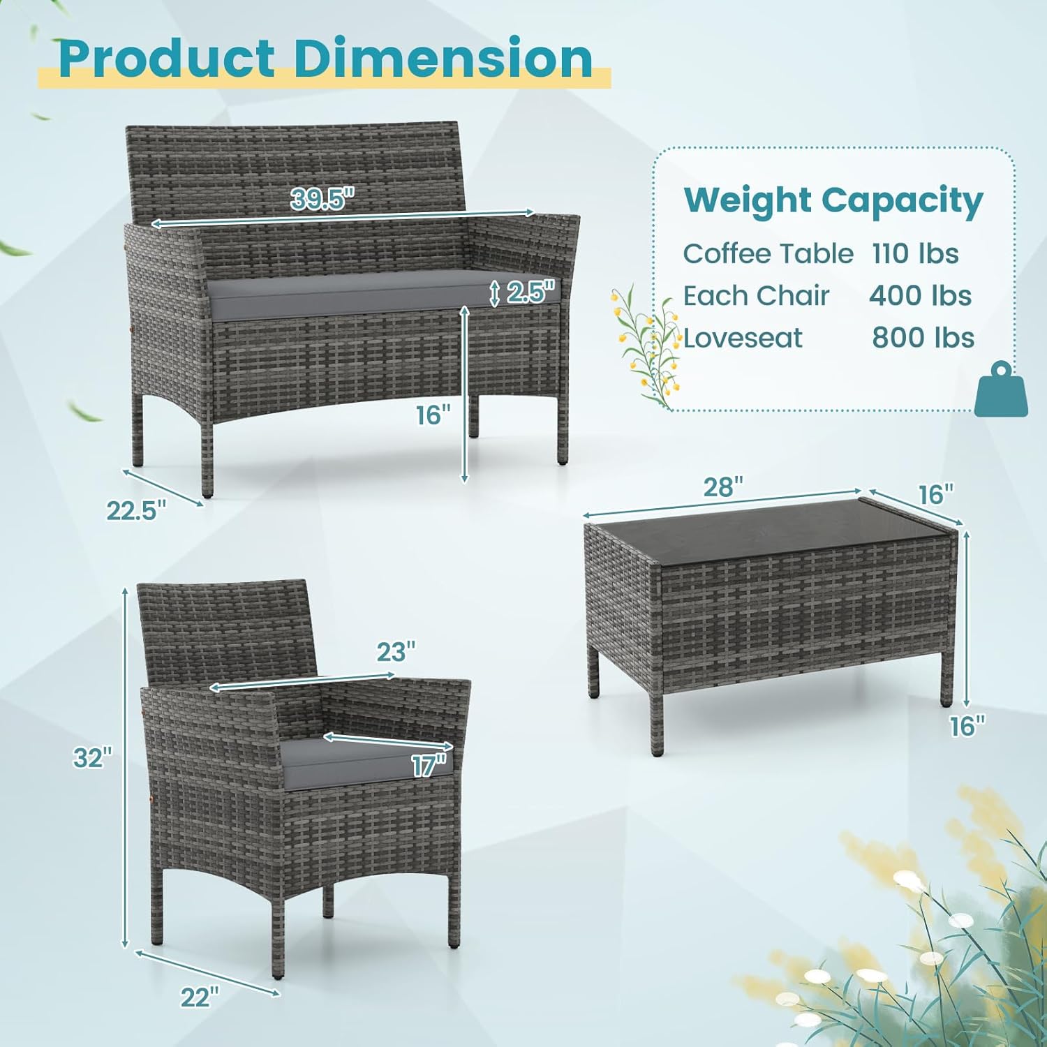 o*-4-Piece Patio Furniture Set - Outdoor Furniture Ofo ulasan dan harga