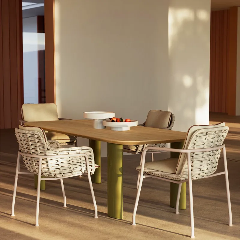Nordic Rattan Outdoor Dining T - Outdoor Furniture Dining Set ulasan dan harga