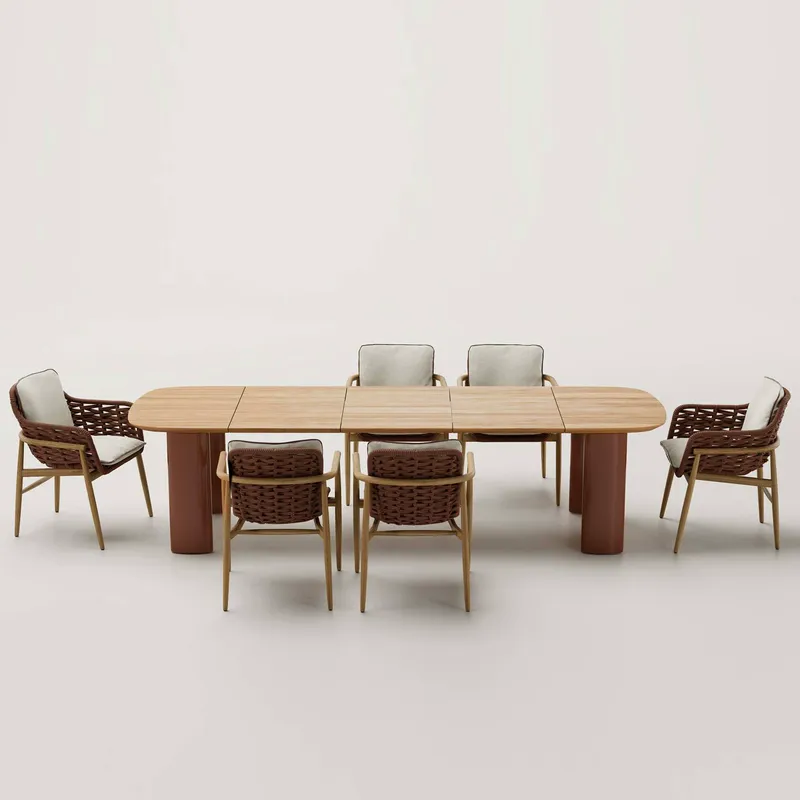 Nordic Rattan Outdoor Dining T - Outdoor Furniture Dining Set ulasan dan harga