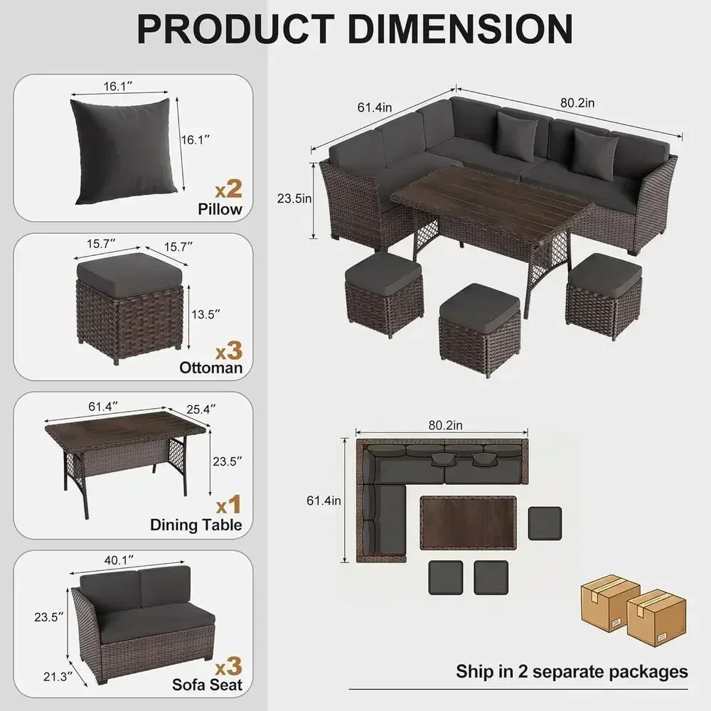 7-Piece Outdoor Wicker Patio F - Outdoor Furniture Dining Set ulasan dan harga