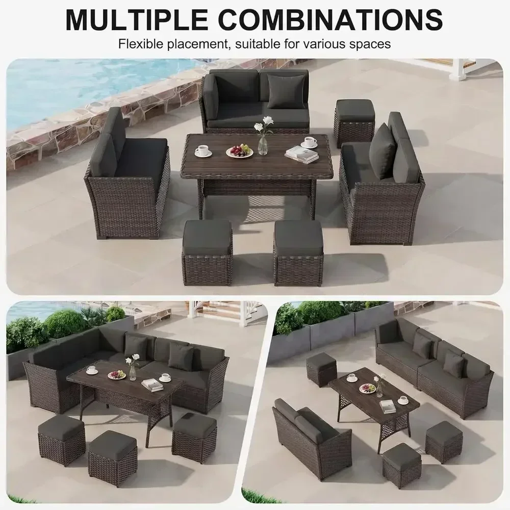 7-Piece Outdoor Wicker Patio F - Outdoor Furniture Dining Set ulasan dan harga