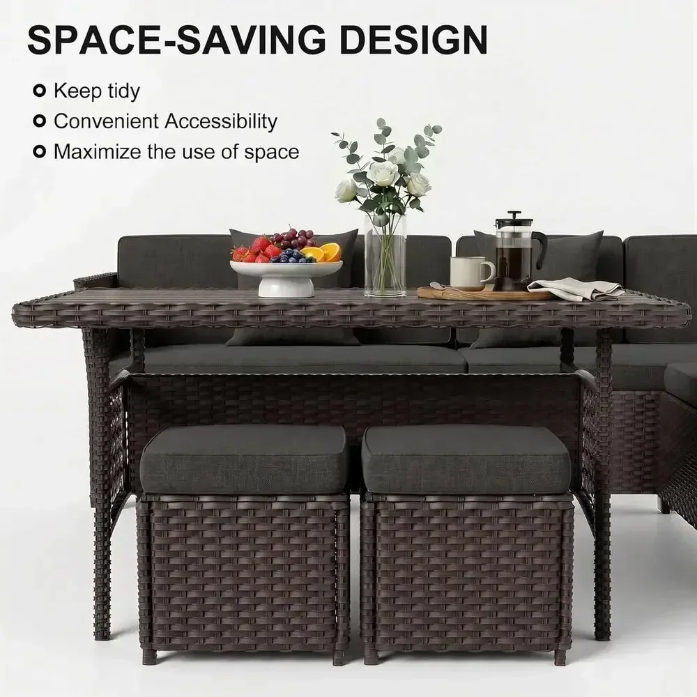 7-Piece Outdoor Wicker Patio F - Outdoor Furniture Dining Set ulasan dan harga