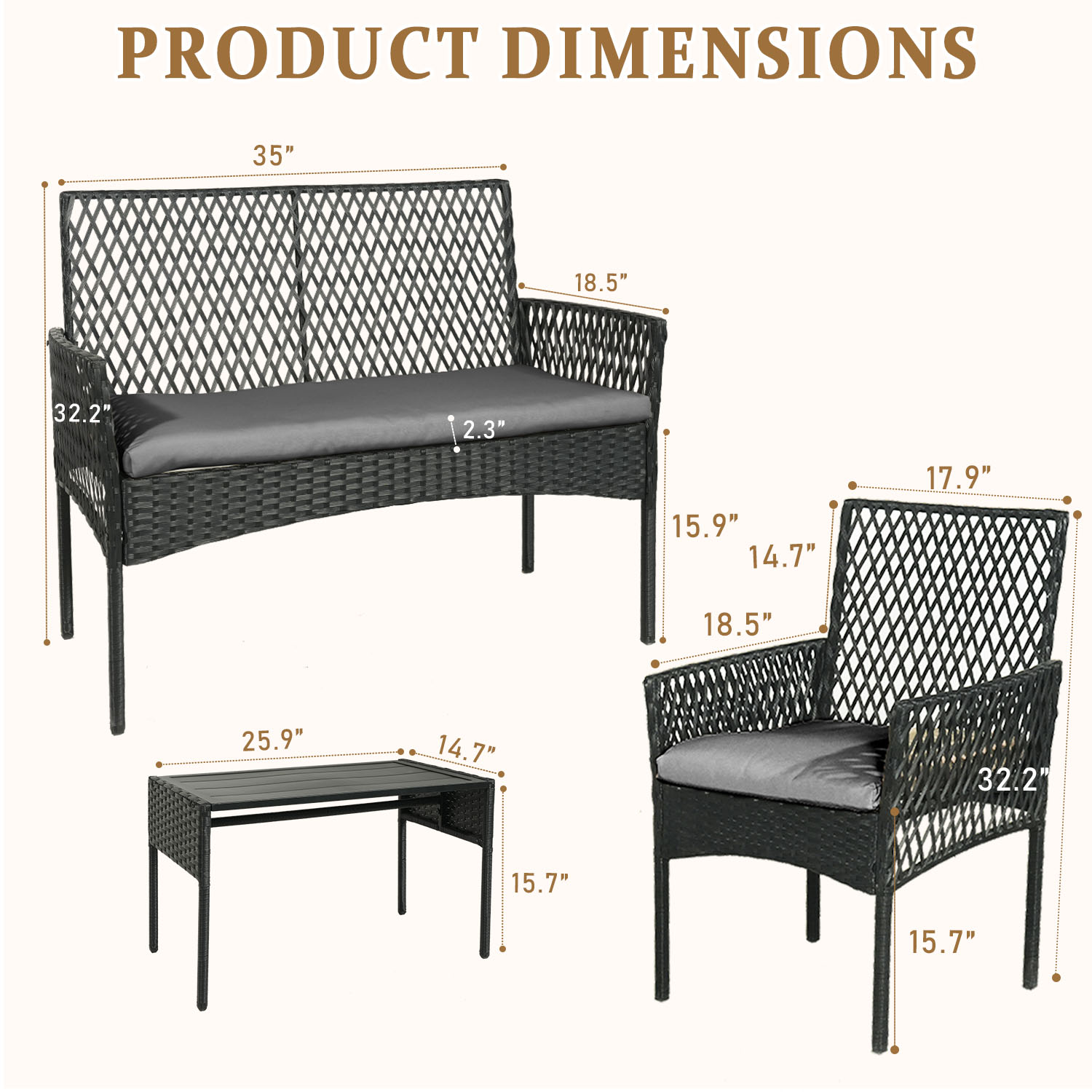Outdoor Patio Furniture Set 4- - Outdoor Furniture Without Cushions ulasan dan harga