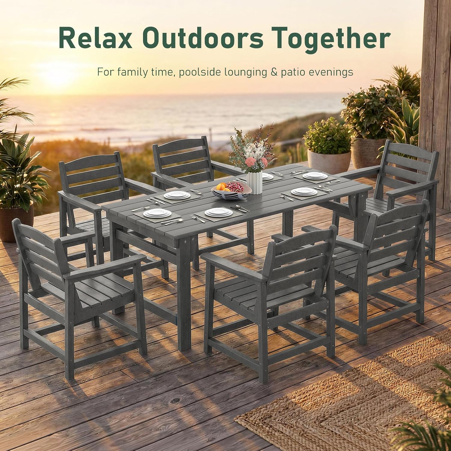 7-Piece Outdoor Dining Set, 67 - Outdoor Furniture Dining Set ulasan dan harga