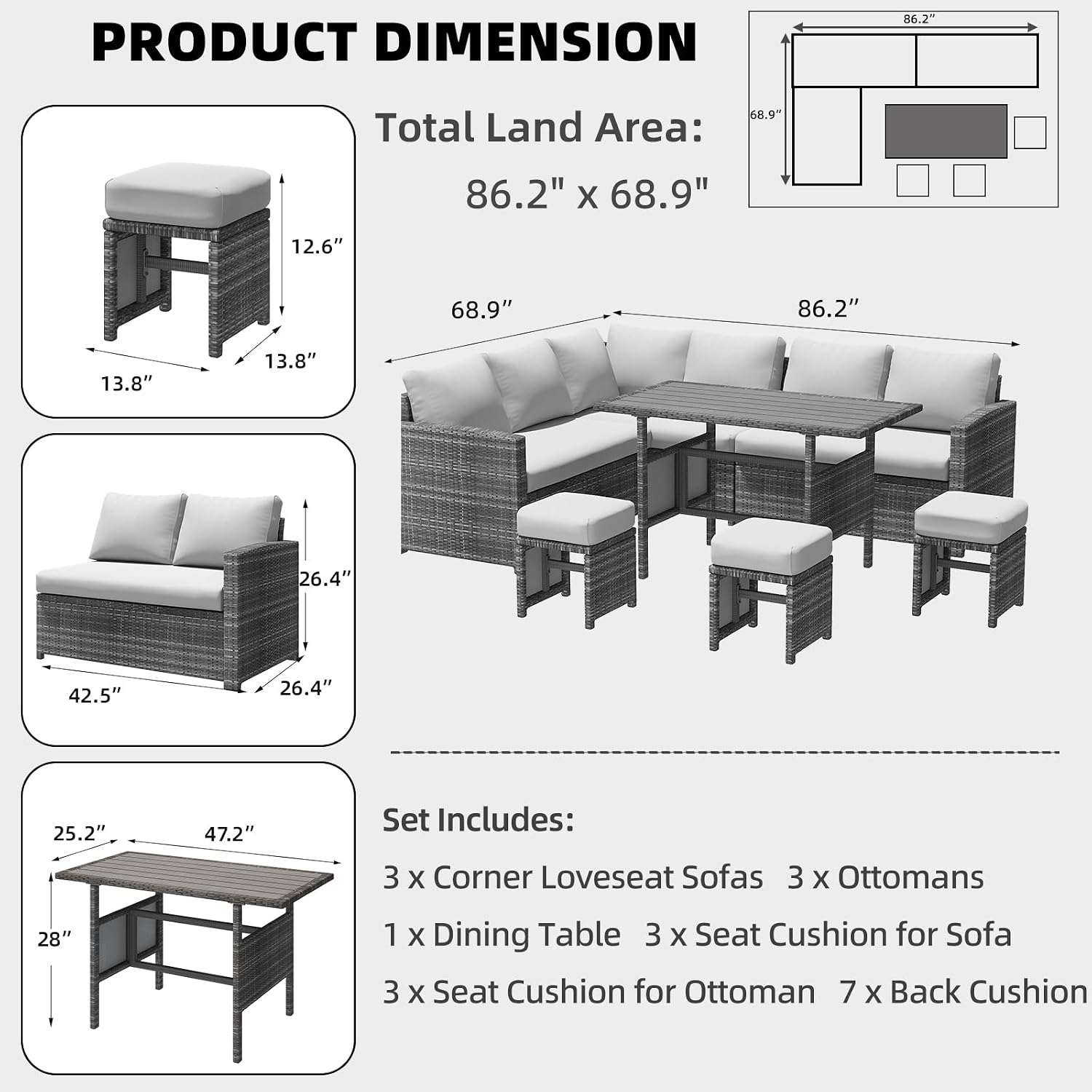 7-Piece Outdoor Wicker Patio S - Outdoor Furniture Dining Set ulasan dan harga