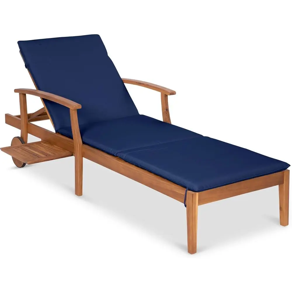 Navy Blue Acacia Wood Chaise L - Outdoor Furniture Without Cushions ulasan dan harga