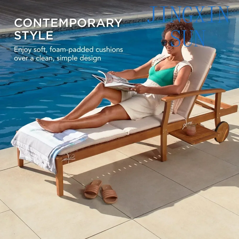 79x26in Acacia Wood Chaise Lou - Outdoor Furniture Without Cushions ulasan dan harga