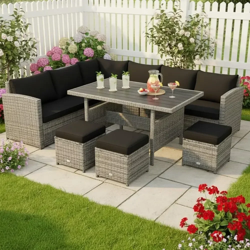 7-Piece Outdoor Sectional Pati - Outdoor Furniture Dining Set ulasan dan harga