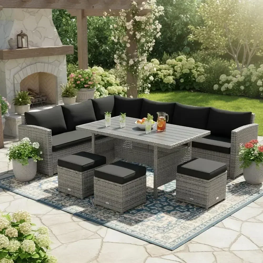 7-Piece Outdoor Sectional Pati - Outdoor Furniture Dining Set ulasan dan harga